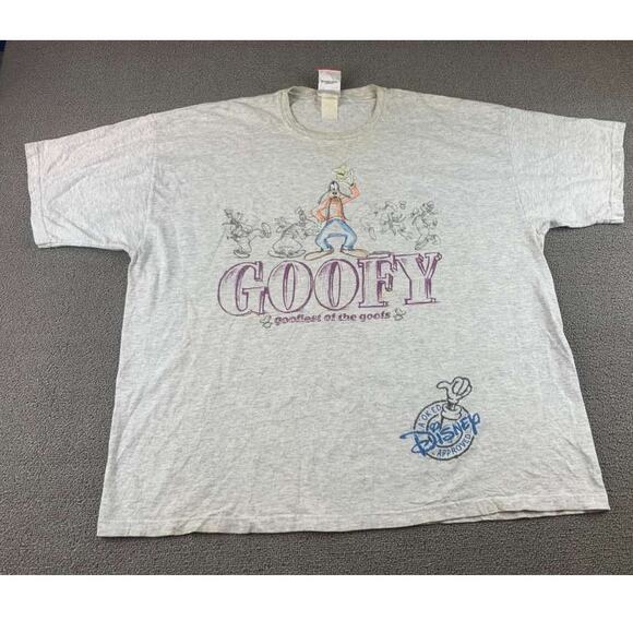 Walt Disney Mickey Inc  Mens XL Gray Goofy Graphic T Shir Vintage 90s Big Print - Picture 1 of 12